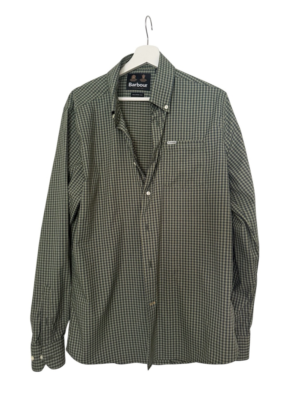 Barbour Green and Black Check Long-Sleeve Button-Down Shirt